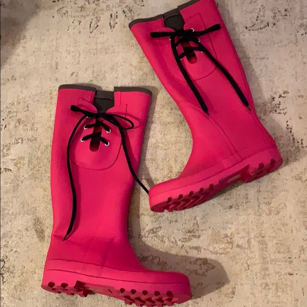 J.Crew hot pink rain boots